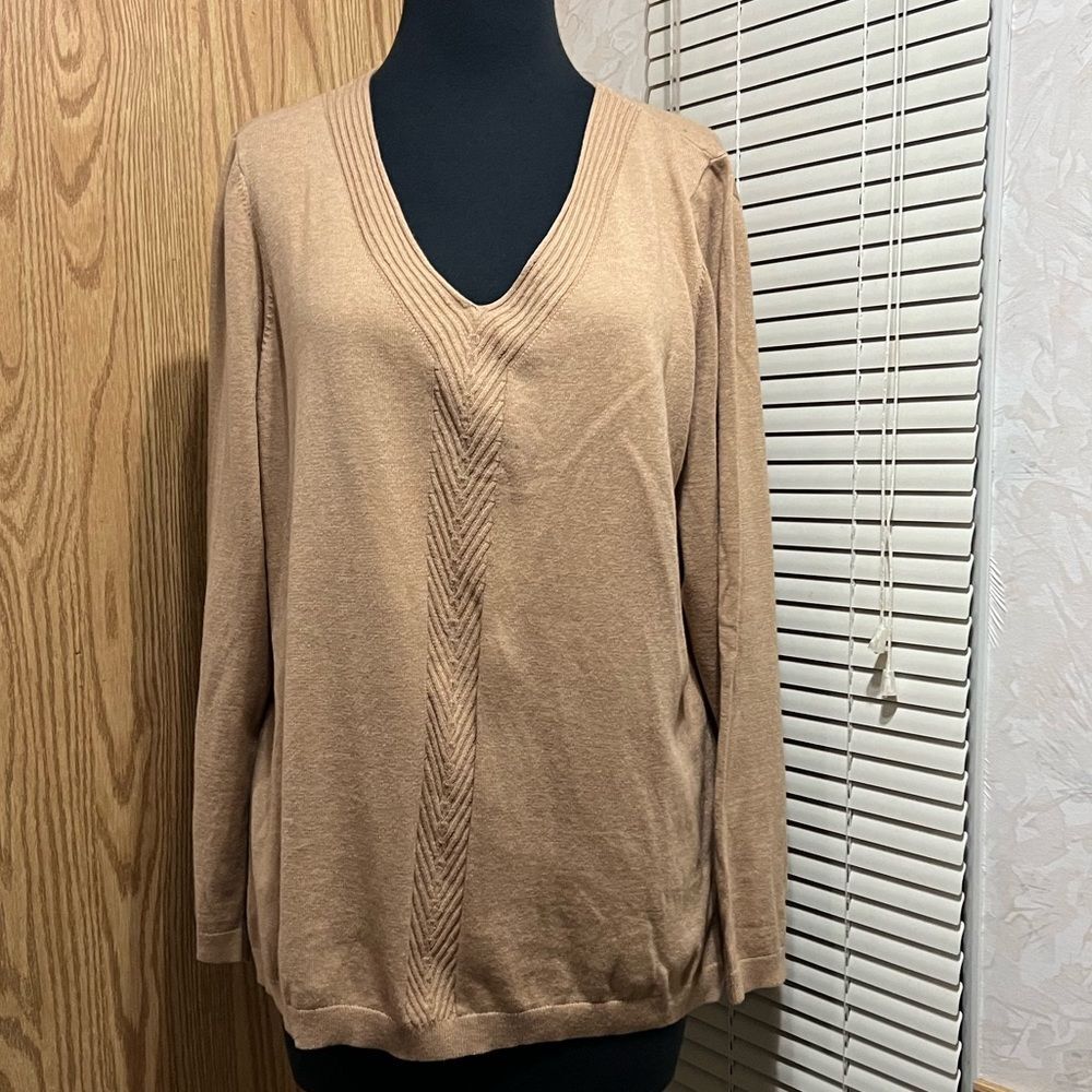 Talbots Tan V neck sweater NWT